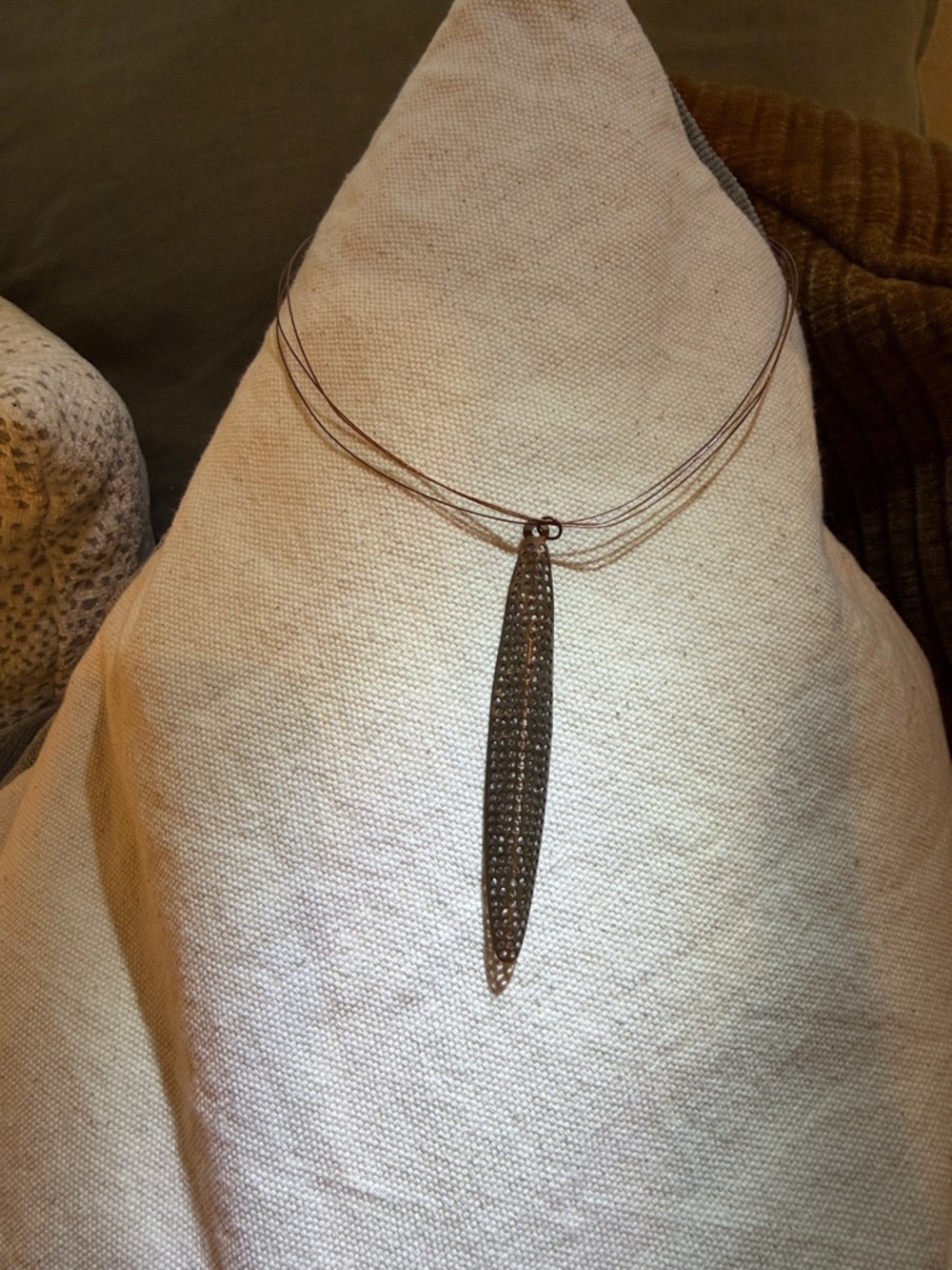 Delicate Long Filigree Pendant Necklace - Brown